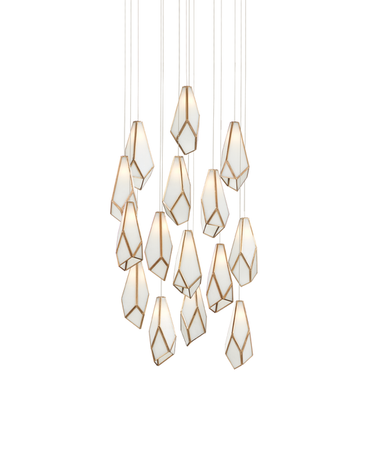 Glace White 15-Light Round Multi-Drop Pendant