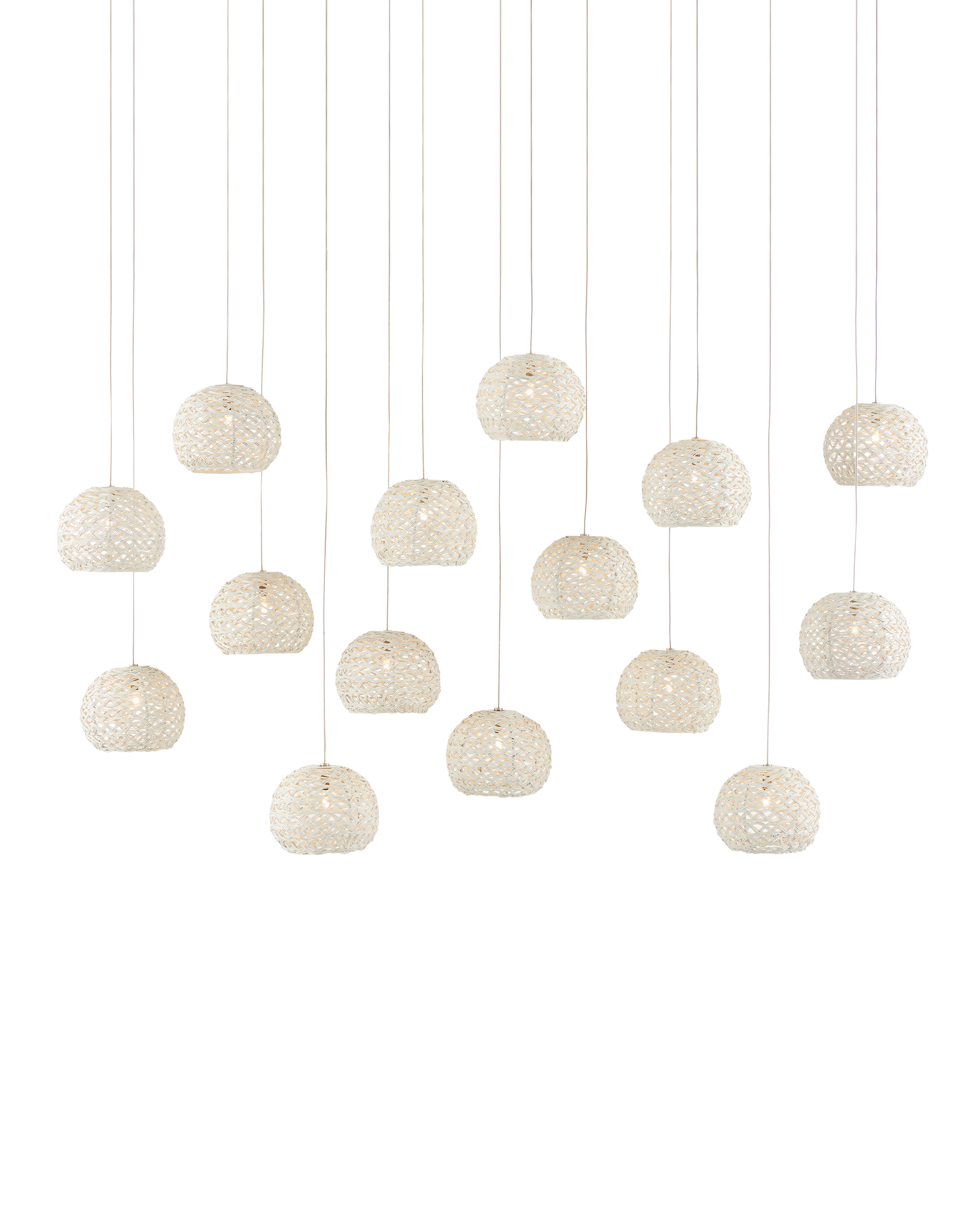 Piero White 15-Light Linear Multi-Drop Pendant