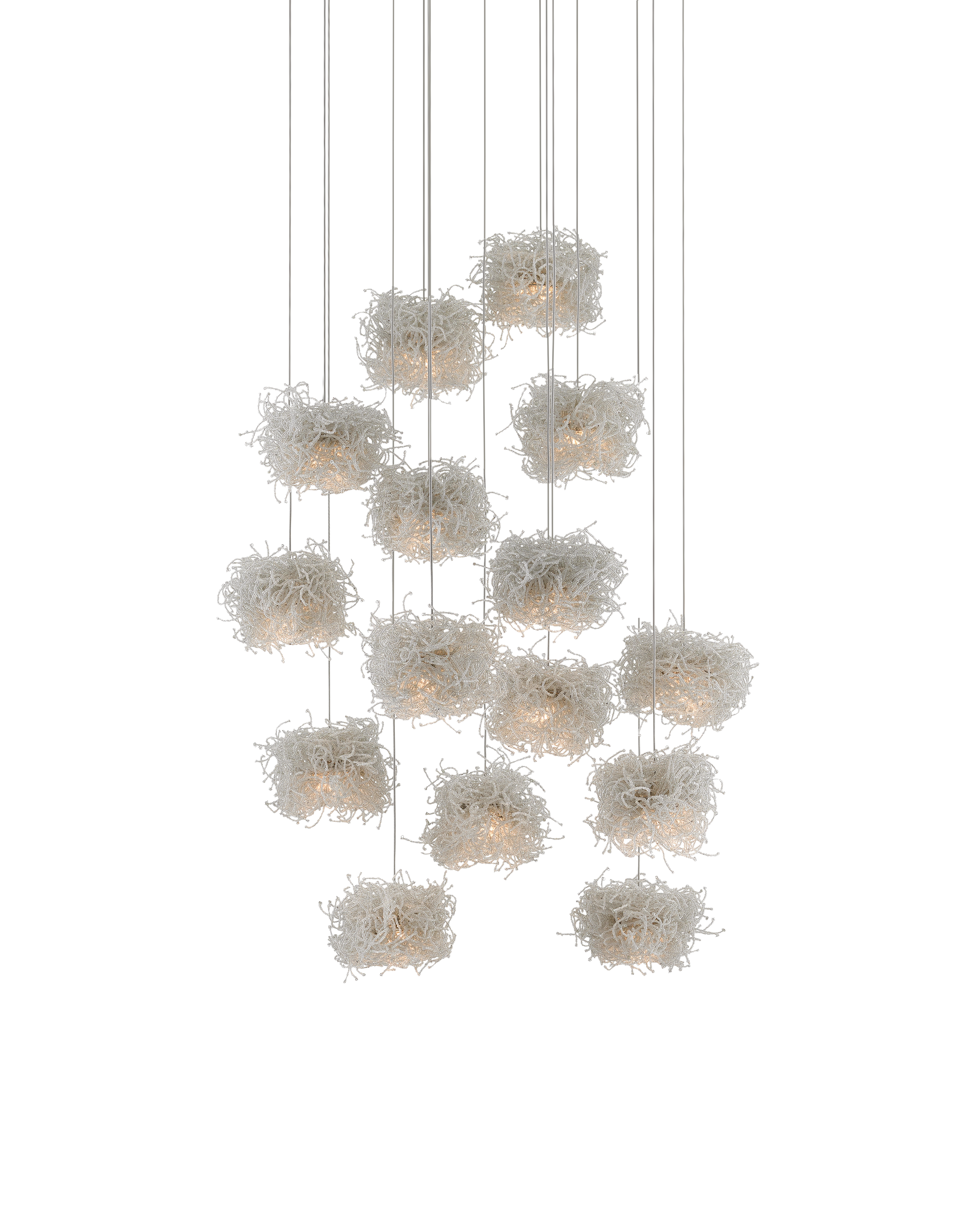 Birds Nest 15-Light Round Multi-Drop Pendant