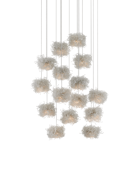 Birds Nest 15-Light Round Multi-Drop Pendant