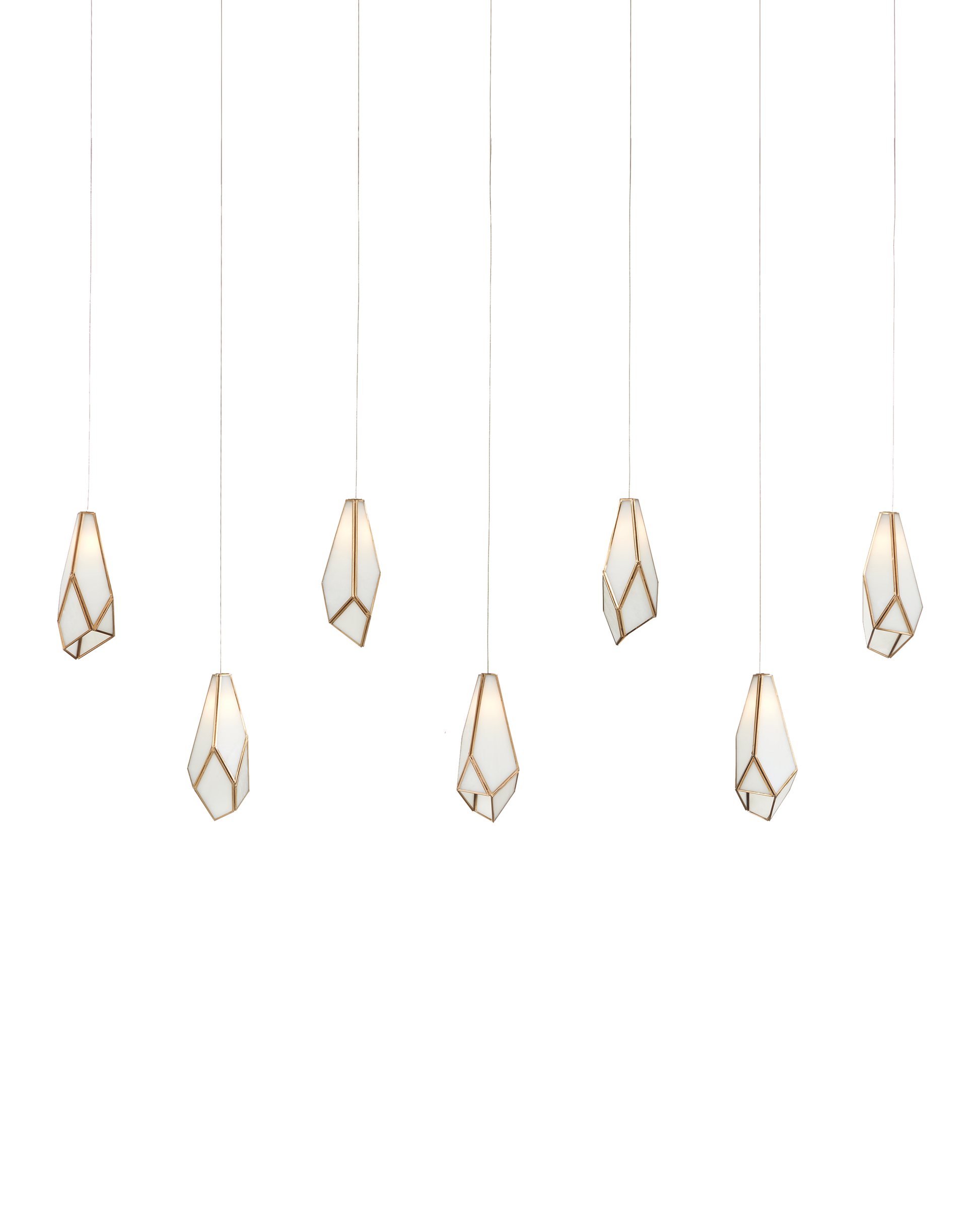 Glace White 7-Light Linear Multi-Drop Pendant