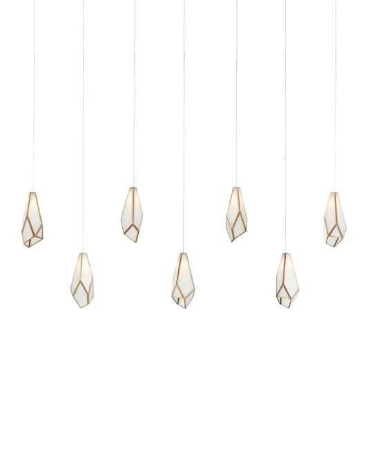 Glace White 7-Light Linear Multi-Drop Pendant