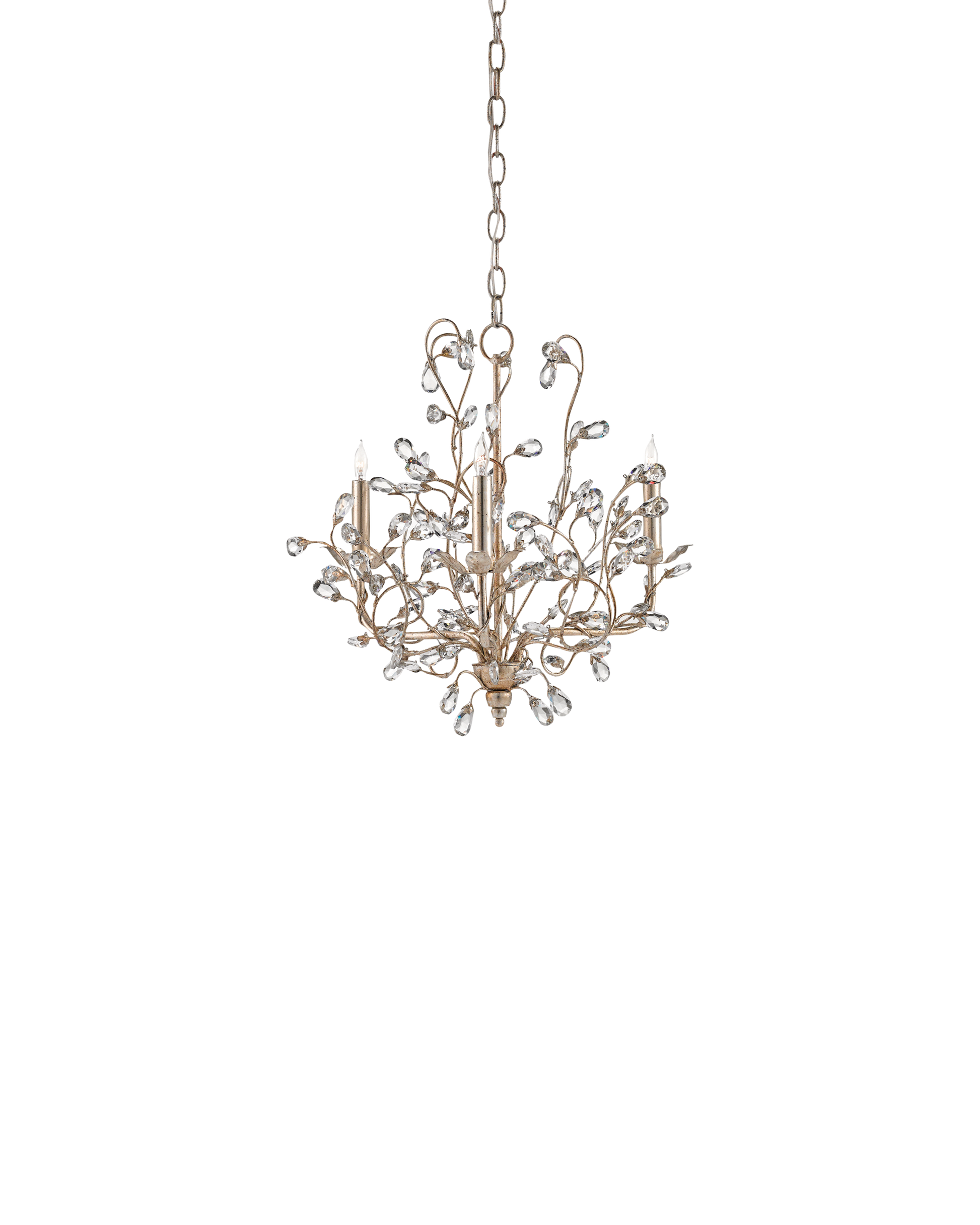 Crystal Bud Small Silver Chandelier
