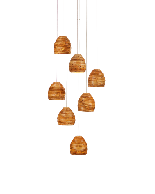Beehive 7-Light Round Multi-Drop Pendant
