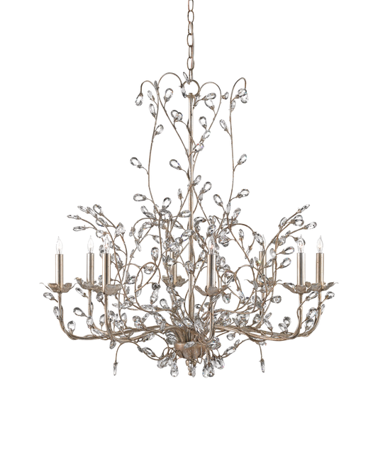 Crystal Bud Large Silver Chandelier