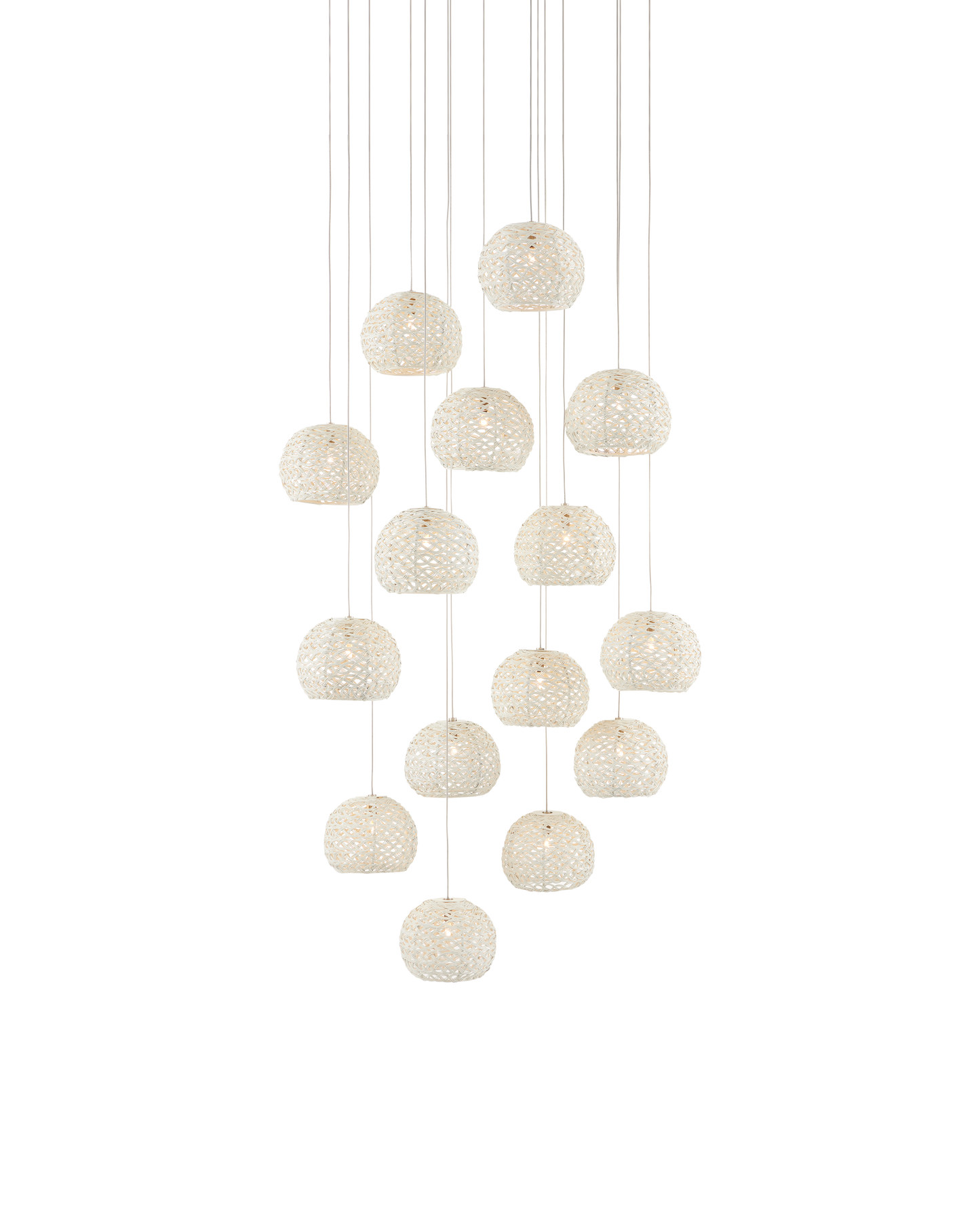 Piero White 15-Light Round Multi-Drop Pendant