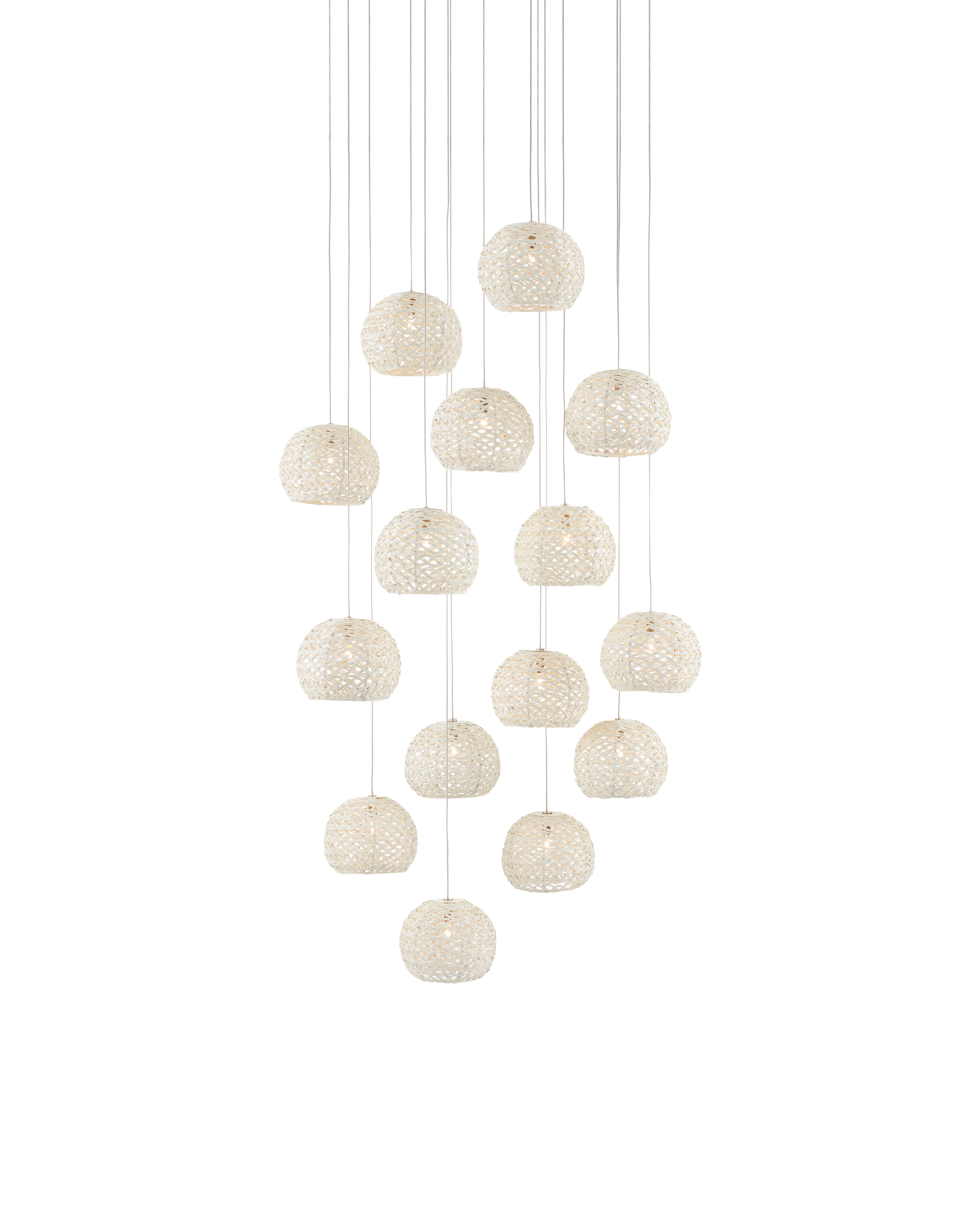Piero White 15-Light Round Multi-Drop Pendant