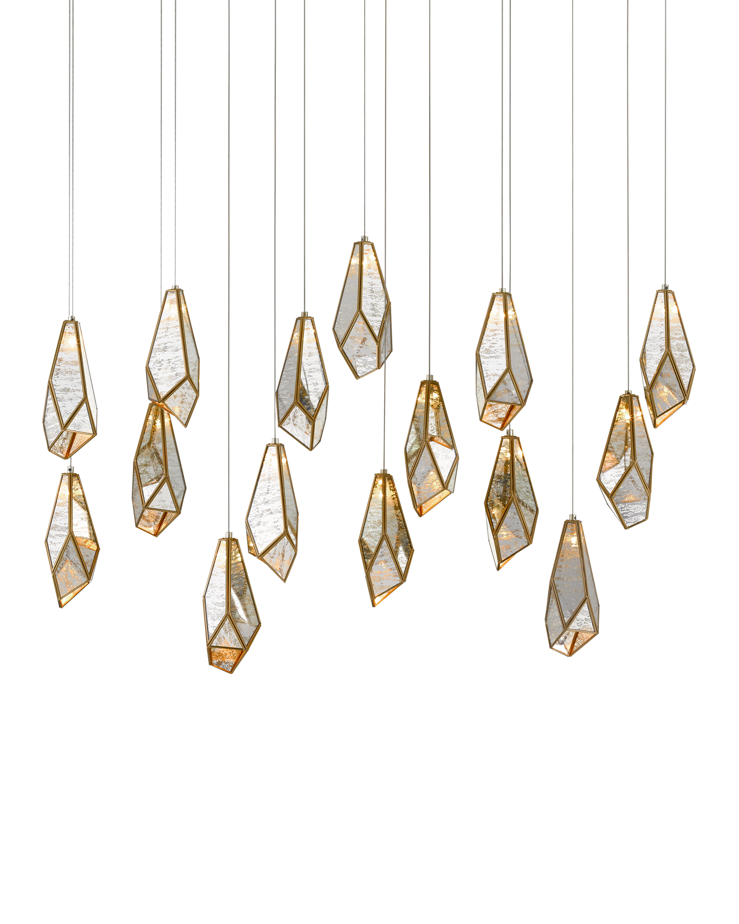 Glace Mirror 15-Light Linear Multi-Drop Pendant