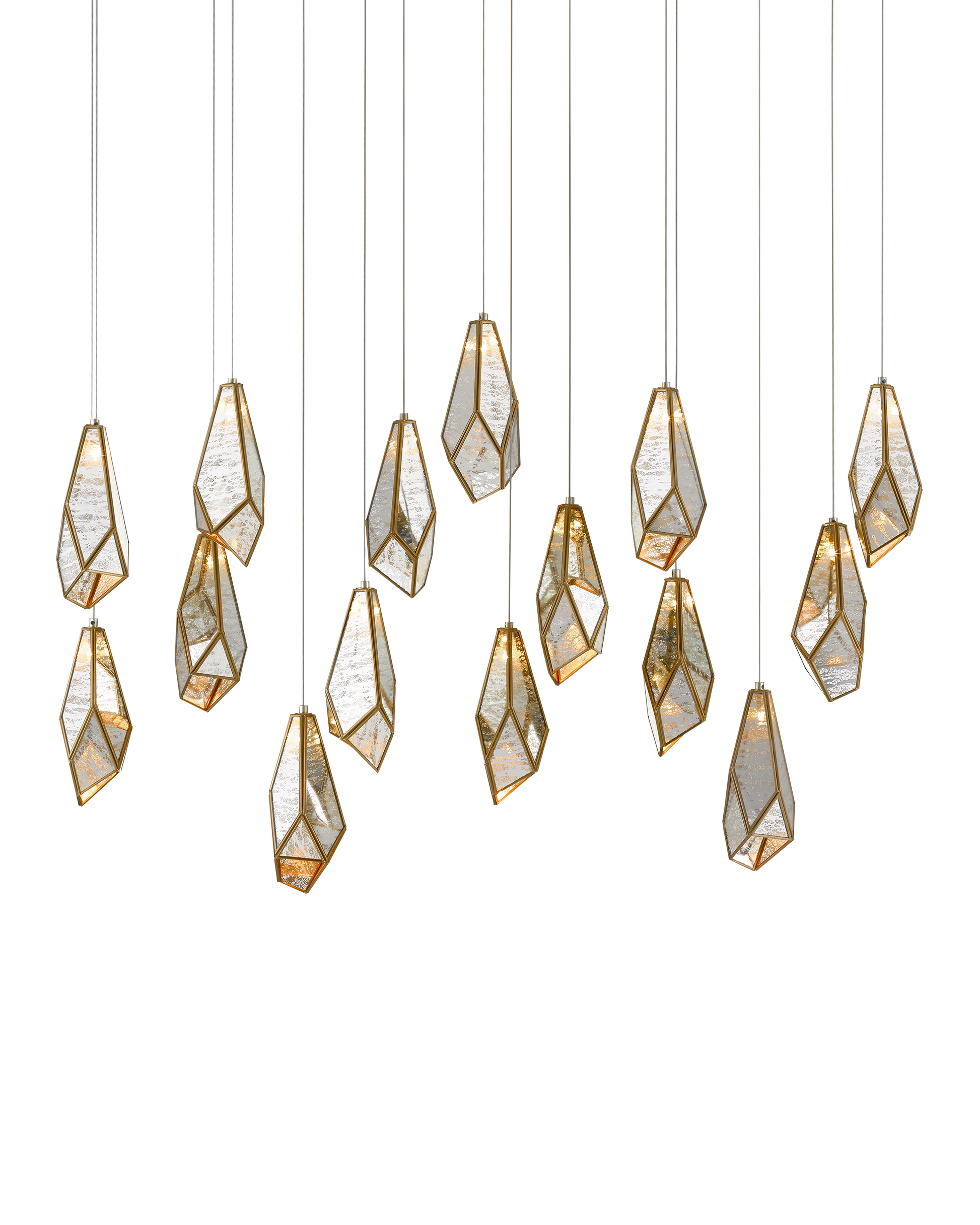 Glace Mirror 15-Light Linear Multi-Drop Pendant