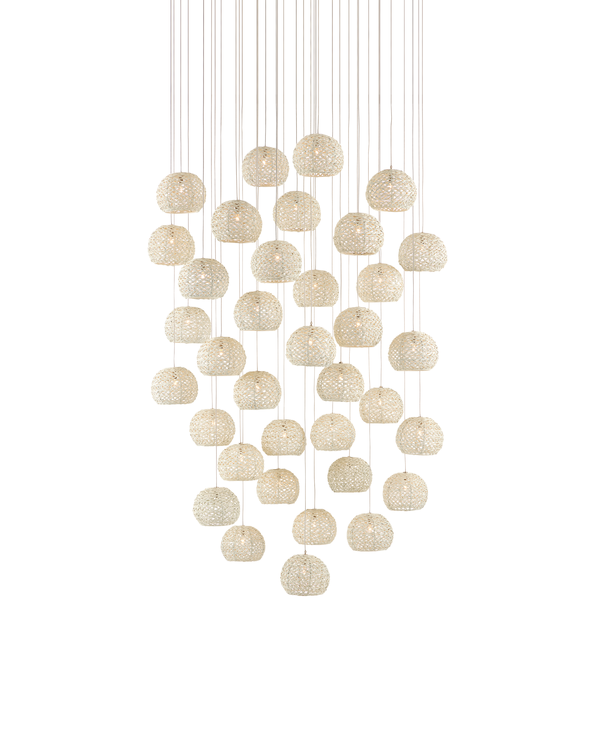 Piero White 36-Light Round Multi-Drop Pendant