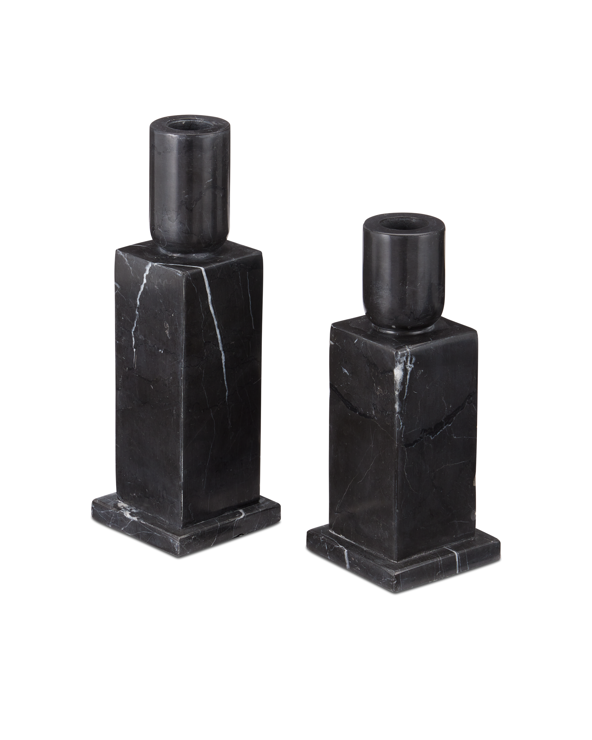 Lithos Black Candle Holder Set of 2