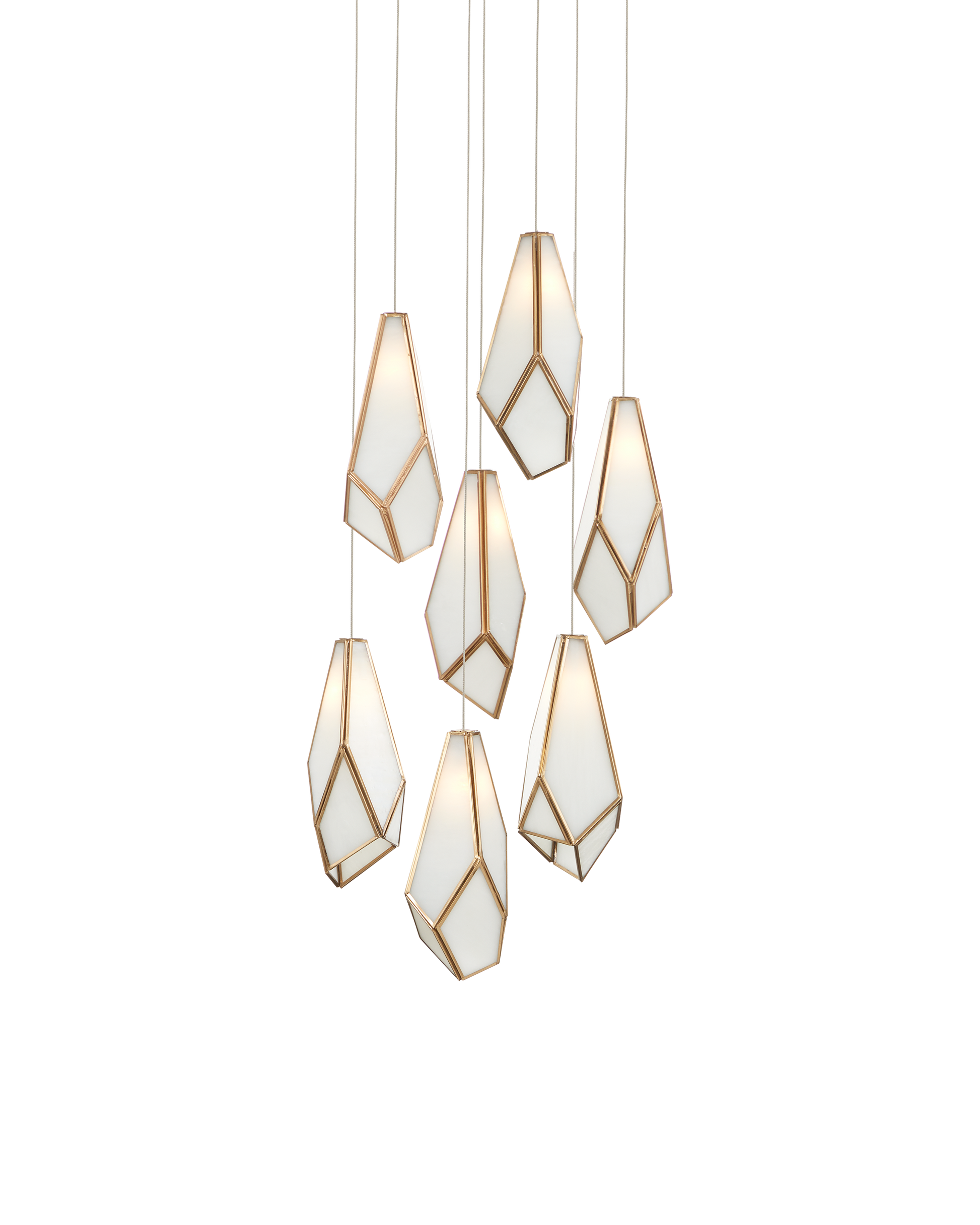 Glace White 7-Light Round Multi-Drop Pendant