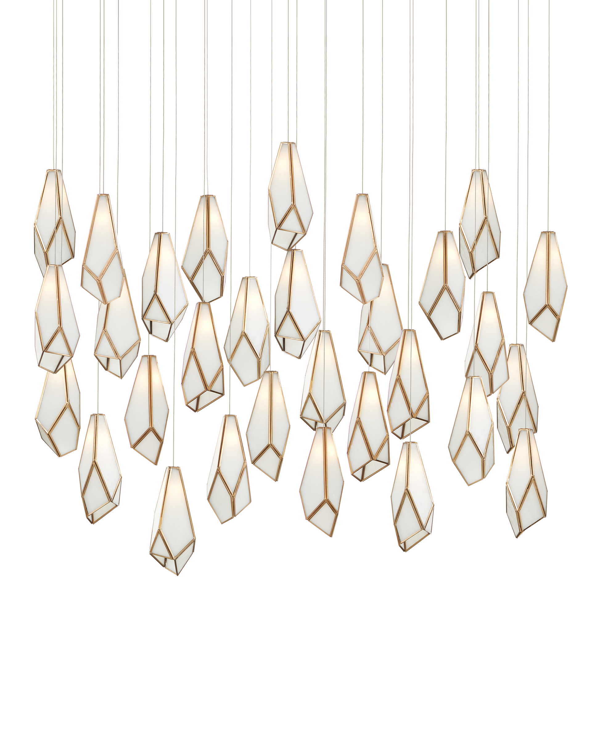 Glace White 30-Light Linear Multi-Drop Pendant