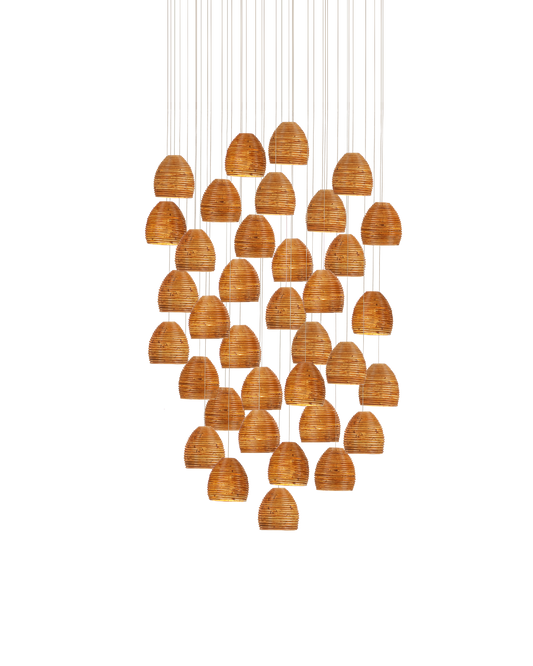 Beehive 36-Light Round Multi-Drop Pendant