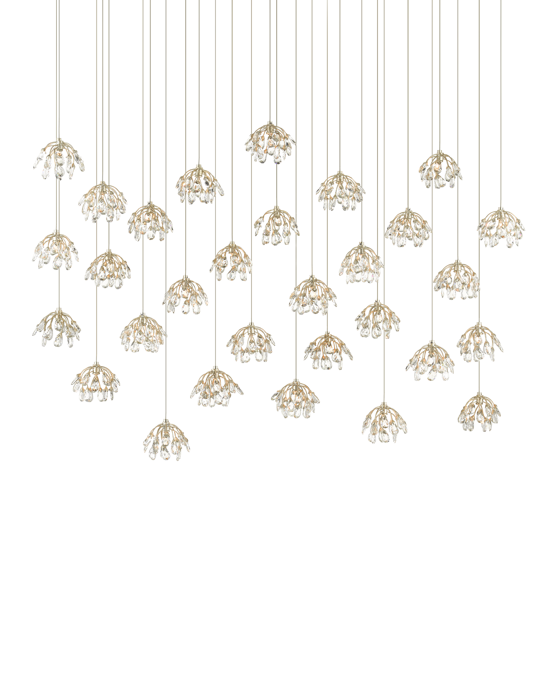 Crystal Bud 30-Light Linear Multi-Drop Pendant