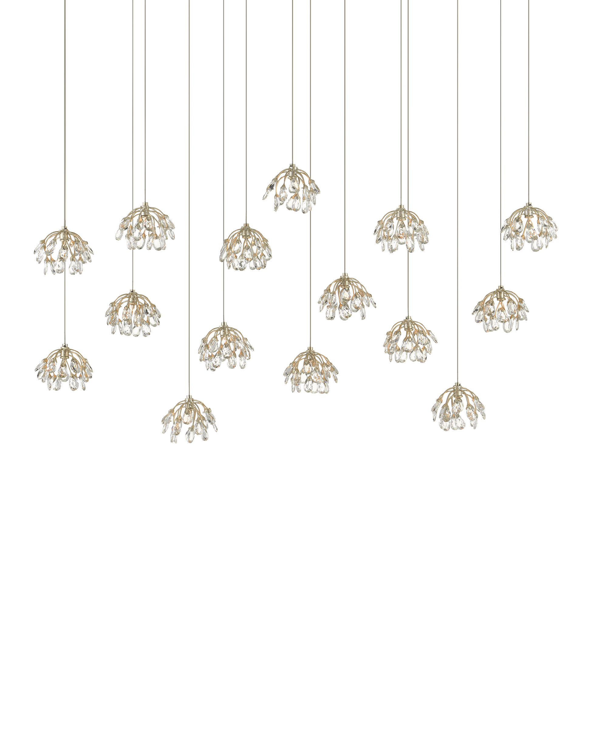 Crystal Bud 15-Light Linear Multi-Drop Pendant