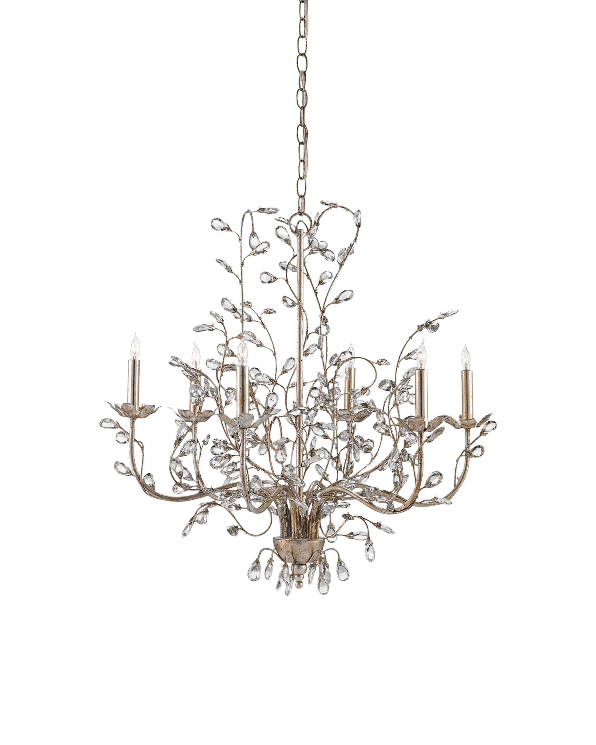 Crystal Bud Medium Silver Chandelier