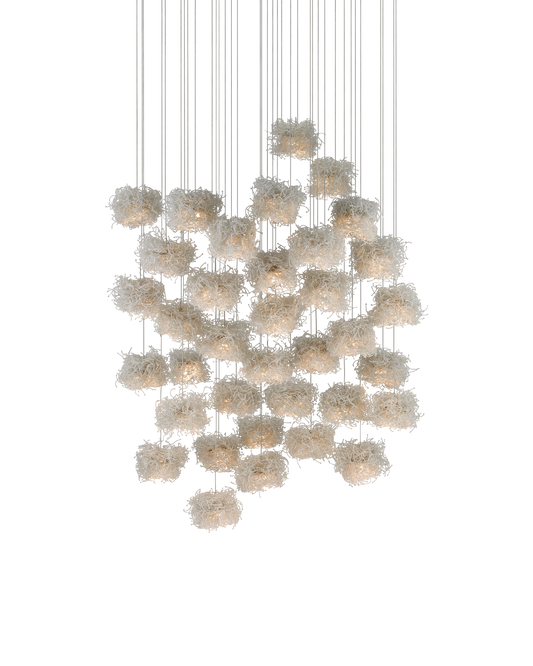 Birds Nest 36-Light Round Multi-Drop Pendant