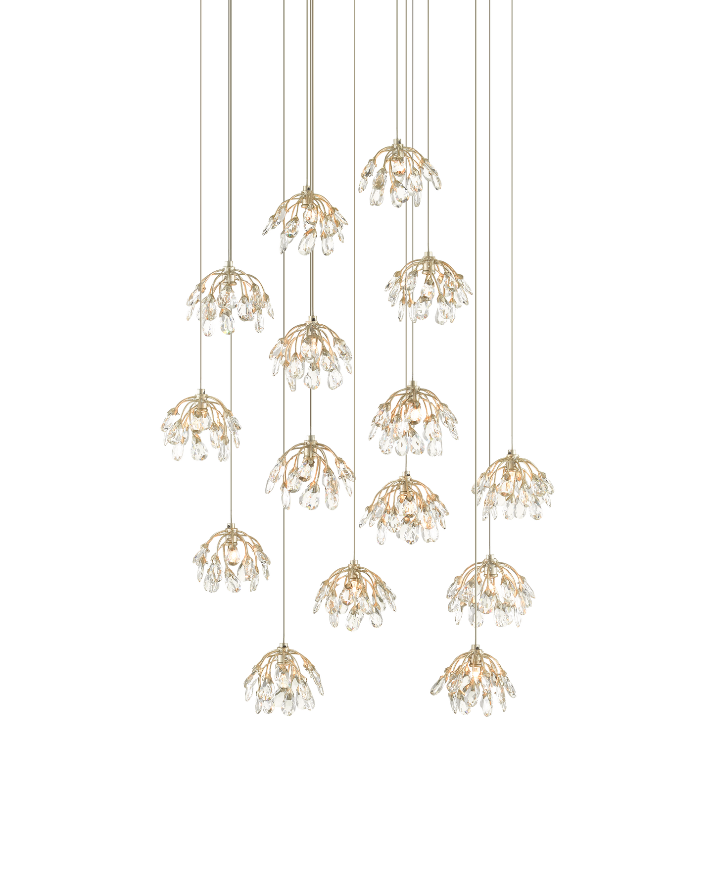Crystal Bud 15-Light Round Multi-Drop Pendant