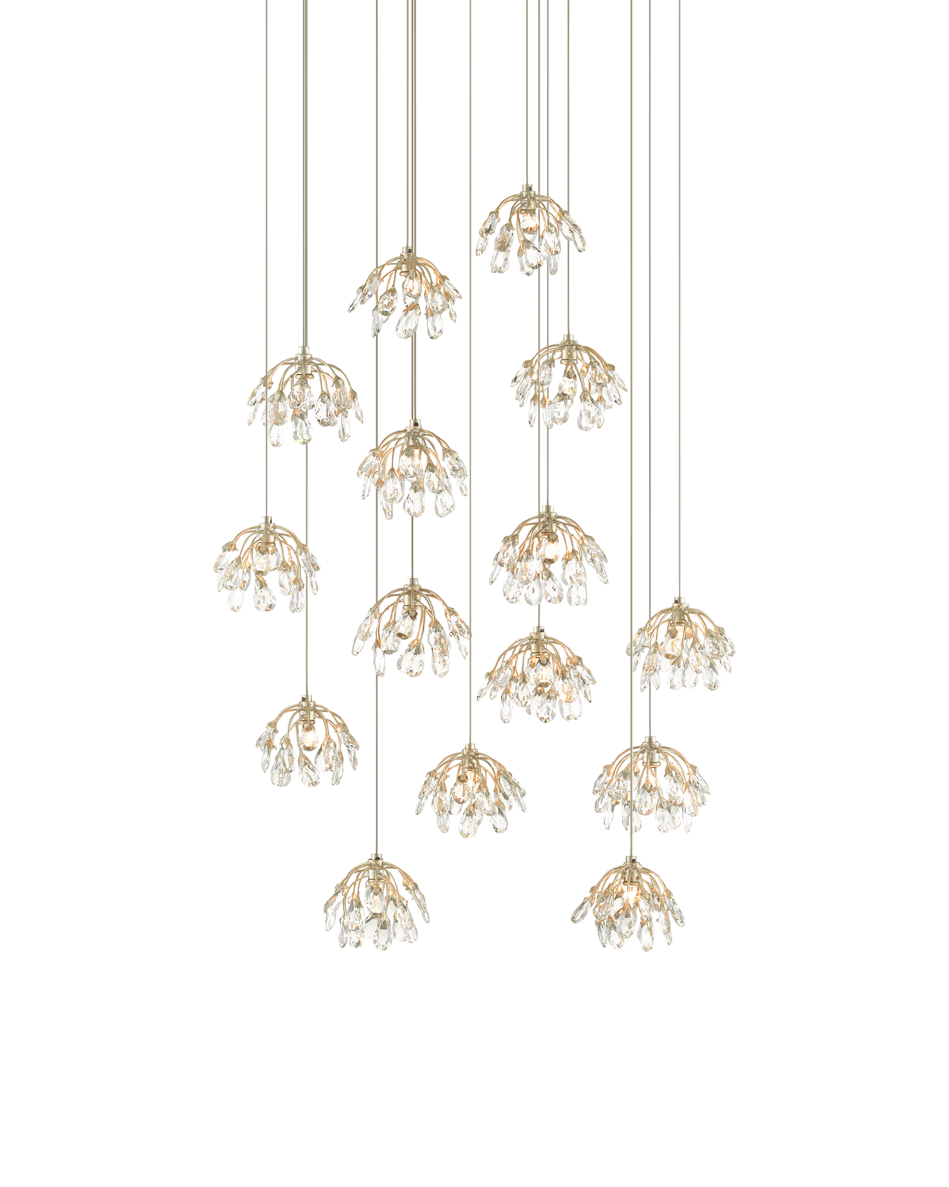 Crystal Bud 15-Light Round Multi-Drop Pendant