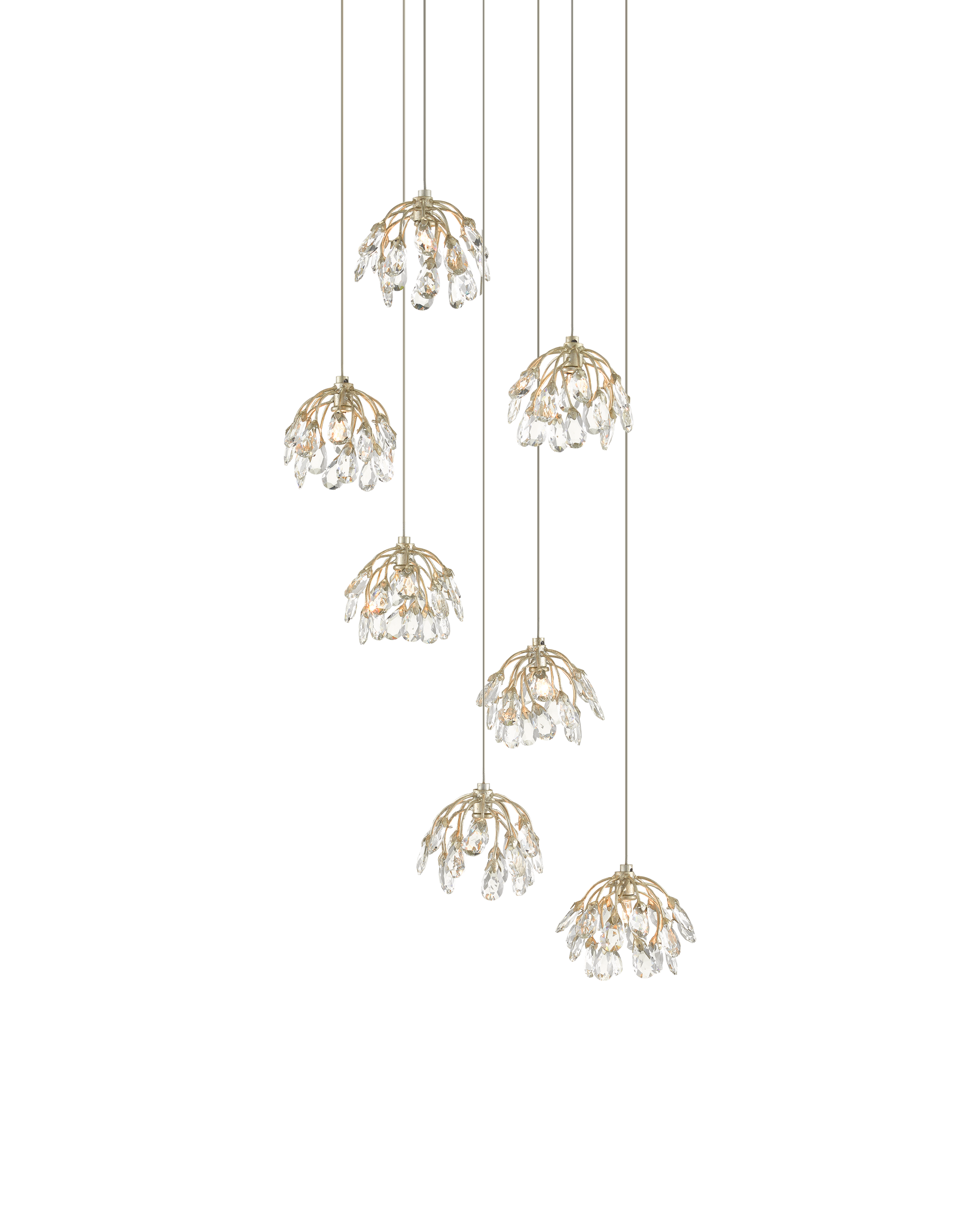 Crystal Bud 7-Light Round Multi-Drop Pendant