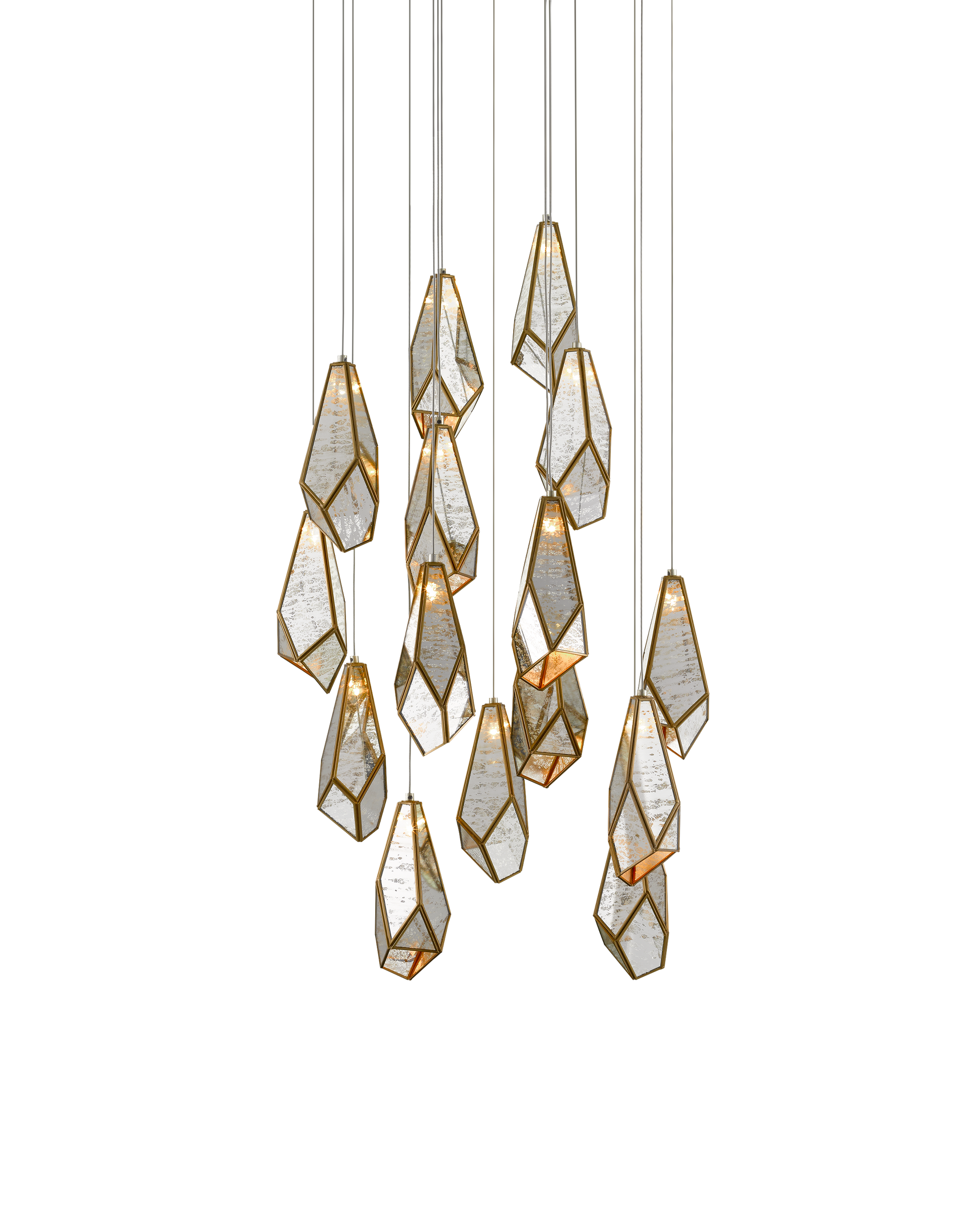 Glace Mirror 15-Light Round Multi-Drop Pendant