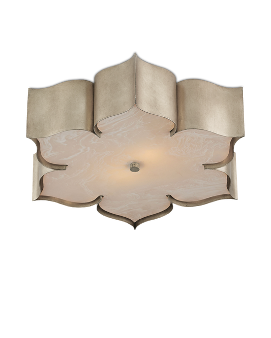 Grand Lotus Silver Flush Mount